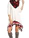 ACEVOG Women's v-Neck Plaid Three-Quarter-Sleeve Short Straight Dress, Beige, XX-Large