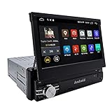 YODY Android Single Din Car Stereo Navigation 7 Inch Capacitive Touch Screen Support Bluetooth WiFi GPS Mirror Link USB/SD/AM/FM Android Car Radio with Backup Camera and Microphone (No DVD)