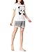 VENTELAN Women Pajama Set Cute Animal Pattern Short Sleeve Casual Shorts Sleepwear Panda