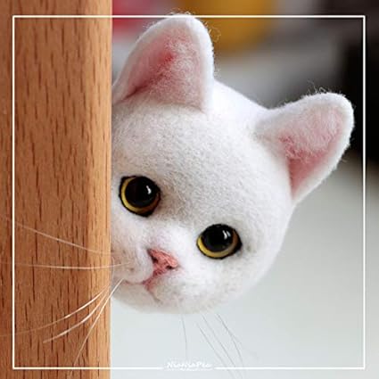 Nsblln Laine Feutre Blanc Pliage Pousse Chat Chat Oreille Feutre Laine Feutrage Cadeau Jouet Ornements Faits A La Main Animaux Amazon Fr Cuisine Maison