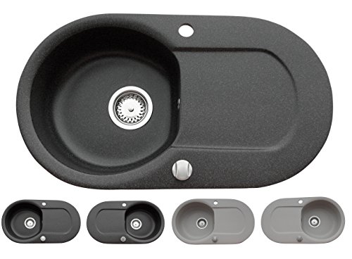 SCHWARZ-GRANITSPLE-EINBAUSPLE-KCHENSPLE-SPLE-SPLBECKEN-OVAL-DREHEXCENTER-10-JAHRE-GARANTIE