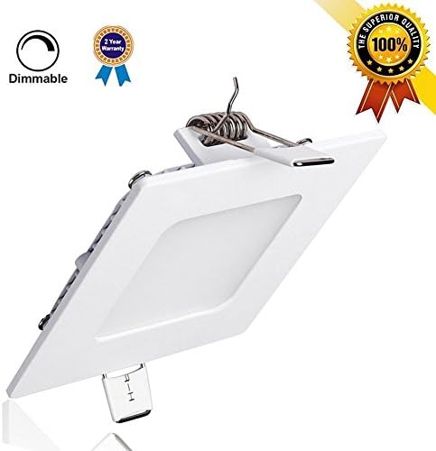 LED Panel Mount Light, SunGlobal 15W Dimmable Square Ultra-thin Recessed Ceiling Light, 100W Incandescent Equivalent, 1200lm, Warm White 3000K, Cut Hole 7.1 Inch, Down Lighting with 110V LED Driver