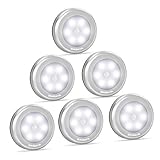 LED Motion Sensor Light Battery Operated, Closet Lights, Stick on Light for Closet, Hallway, Stair, Step, Cabinet, Kitchen, Garage, Bathroom, Wireless Wall Lamp for Home Indoor (6-Pack White Light)