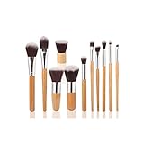 Yoa 11 Piece Makeup Brushes Set | Bamboo Handle Makeup Cosmetic Eyeshadow Foundation Concealer Brush Set Pouch