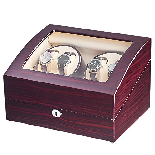 Maselex Automatic Watch Winder with Quiet Mabuchi Motor ,4+6 Watches Storage Box Case for Rolex, Fit Lady and Man Automatic Watch - 21 Rotation Modes