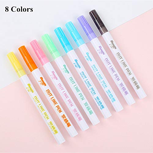 Double Line Outline Pen 8 Colors/Set Double Line Glitter Marker Pen Writing Drawing Pens for Card Making,DIY Art Crafts, Painting