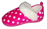 Girls Pink and White Polka-Dot Warm Winter Slipper, Toddler Medium (7-8)