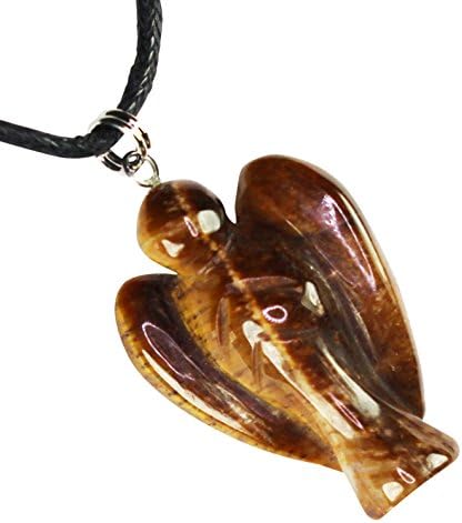 Blue Water Crystals Gold Tiger Eye Angel Pendant Necklace Natural Crystal Reiki Healing Gemstone (Gold Tiger Eye)