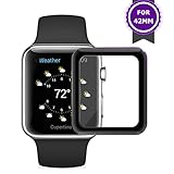 iWatch Screen Protector 42mm (Series 3/2/1), Amoner [3D Full Coverage] [Anti-Scratch] [High Definition] Tempered Glass Screen Protector for Apple Watch 42mm Series 3/2/1 (Black)