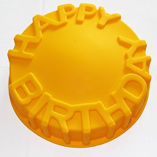 HUAL 7inch Happy Birthday Cake Mold Pan Chocolate Pizza Baking Tray Silicone Mould