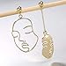 Geometric Human Face Ethnic Earrings Skull Head Earrings for Women Gold Tone Vintage Accessories