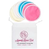 Mommy Knows Best Ultra Soft Organic Bamboo Nursing Pads With Storage Bag - Eco-Friendly, Extra Absorbent, Washable, Reusable Breastfeeding Pads for Mothers (8 Pack)