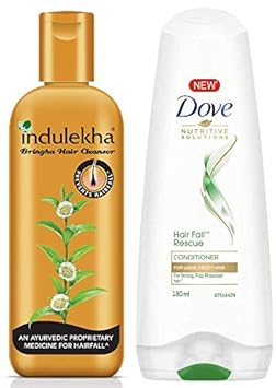 Indulekha Bringha Anti Hair Fall Shampoo, 200ml & Dove Hair Fall Rescue Conditioner, 180ml