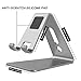 [Updated Solid Version] OMOTON Desktop Cell Phone Stand Tablet Stand, Advanced 4mm Thickness Aluminum Stand Holder for Mobile Phone (All Size) and Tablet (Up to 10.1 inch), Grey