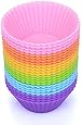 BakeBaking Mini Muffin Pan - Reusable Silicone Cupcake Molds 2in 24 Pack - Small Baking Cups Truffle Cake Pan Set Nonstick in 6 Colors
