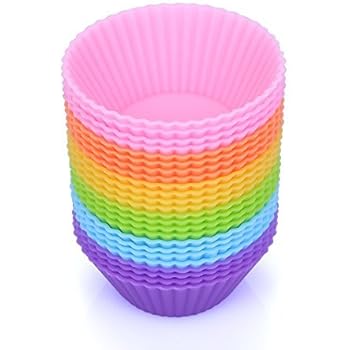 BakeBaking Mini Muffin Pan - Reusable Silicone Cupcake Molds 2in 24 Pack - Small Baking Cups Truffle Cake Pan Set Nonstick in 6 Colors