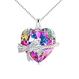 GAEA H - Heart Present Series Heart Pendant Necklace Purple Rainbow Gift for Mother's Day GHJN094