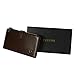 PEIUJIN RFID Blocking Men's Genuine Soft Cow Leather Long Purse Mens Wallet Money Clip (Brown)