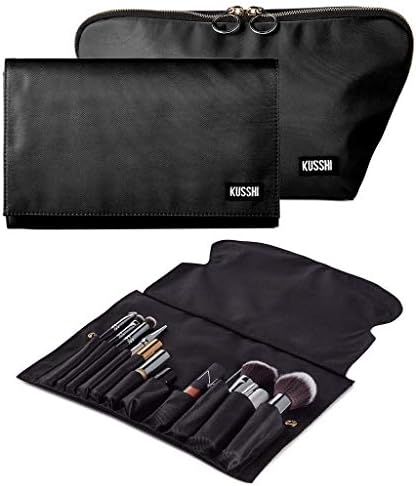 KUSSHI Full Set of Washable Travel Makeup & Cosmetic Bag with Brush Organizer and Cover