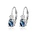 London Blue Topaz Earrings for Women Teardrop Blue Gemstone and Round CZ Sterling Silver Leverback Earring Fashion Bridesmaids Summer Trendy