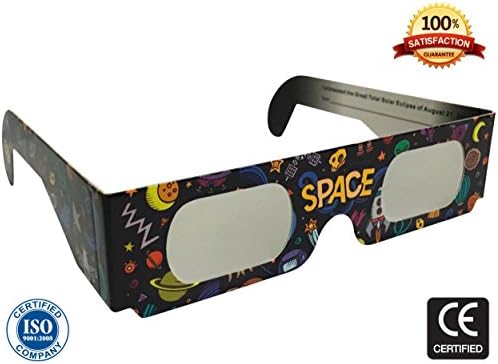 Space Solar Eclipse Glasses (10 Pack) | Direct Sun Viewing | Safe Solar Viewing | ISO &amp; CE Certified