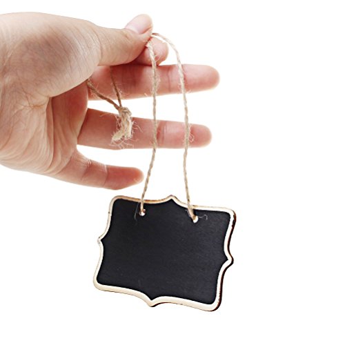 image for Pengxiaomei 12 Pcs Mini Rectangle Chalkboards, Double Sided Hanging Si