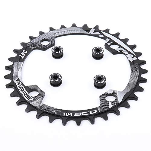 VIARON Bike Chainring 104BCD Mountain Bike Single Chain Ring Disc Narrow Wide Chainring 32T / 34T / 36T / 38T / 40T (Black, 32T) - Thumbnail 2