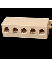 ooouse 6 inches 5 Forma teléfono Jack múltiples teléfono modular Splitter conector de salida, color blanco