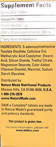 Nature Made SAM-e Complete 400 mg. Tablet (Helps Support Healthy Mood & Joint Comfort) (60 Count)