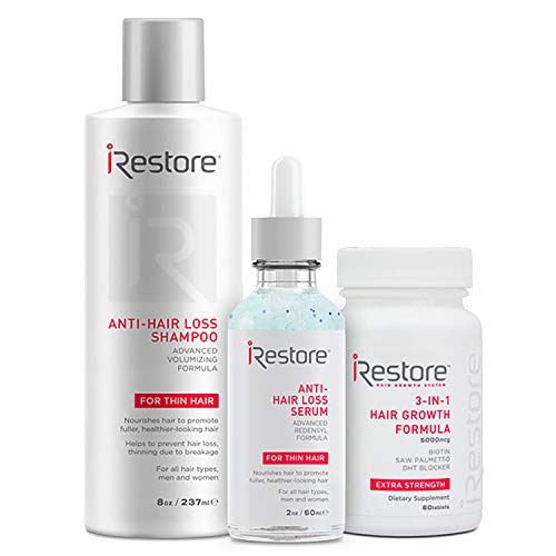 iRestore Laser Hair Growth System - MAX Growth Kit: Includes Anti-Hair Loss Shampoo, Serum, and Supplements - FDA Cleared Hair Loss Treatments - Hair Regrowth for Men and Women with Thinning Hair