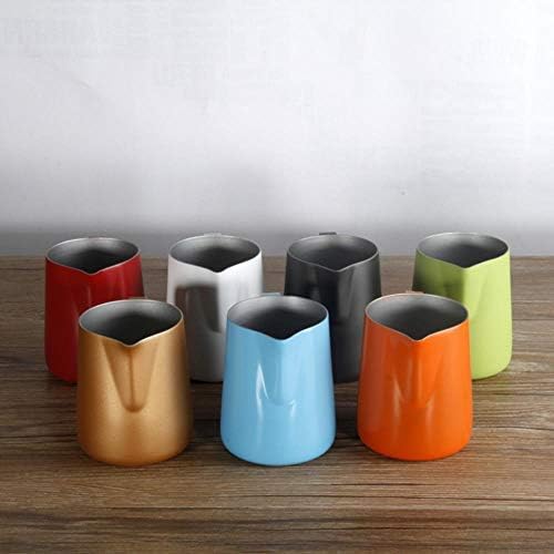 Stainless Steel Espresso Coffee Pitcher Barista Craft Coffee Latte Teflon Non-Stick Milk Frothing Jug Colorful Mugs 350ml,Blue