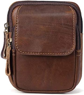 Zebuakuaede Men's Leather Waist Bag Bum Bag Travel Waist Pack Phone Pouch Bag For Leisure Holiday Sports (Color : Brown, Size : Without Buckle)