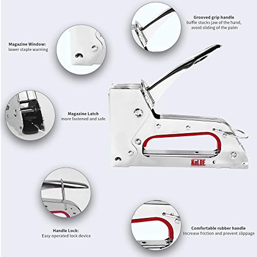 Hand Staple Gun Kit, KeLDE Light Heavy Duty Stapler Tacker fit JT21 Staples, Includes 1500pcs 1/4, 5/16, 3/8 Inch Staples Set