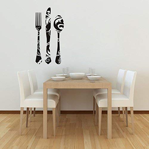 Potelin Wall Sticker Tableware Pattern Removable Mural Wallpaper Decal for Fridge Cabinet Kitchen Restaurant Shop Durable and Useful
