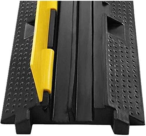 ybaymy 100x25x5cm Floor Cable Protector 2 Channel Black Rubber Cable Cover with Yellow Plastic Lid Linkable Floor Cable Cover Cord Channel Outdoor Cable Protector for Garage,Highway,Ramp - Image 4