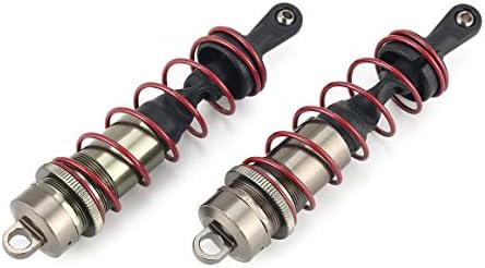 Funnyrunstore 2Pcs Aluminium Alloy Metal Front Shock Absorbers for 1/8 Scale JLB HSP EM Racing DHK HPI ZD Racing RC Car Truck(Red&Black)