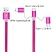2Pack Miger® 3 Feet(1 Meter) Retractable Charge and Sync 3-in-1 Cable with Lightning & Micro USB Connectors for iPhone, iPad, iPod Touch /5 Nano 7 on iOS9, Samsung/HTC & More (Hot Pink)