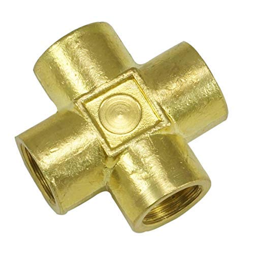 NIGO Forged Brass Pipe Fitting, 4-Way Tee, Female Pipe (1, 1/8" x 1/8" x 1/8" x 1/8" NPT)