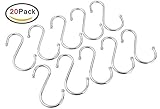 GCA 20 Pack Size Small Stainless S Hooks Kitchen Pot Pan Hanger Clothes Storage Rack