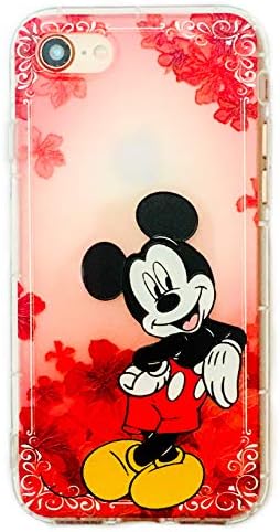 Phone Kandy® Embossed Anti Bump Shockproof Drop proof Clear Transparent Cute Cartoon TPU Silicone Case & Screen Guard (EMB01) PRIME (iPhone 7 or 8, Red Mickey Mouse)