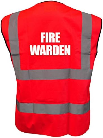 Printed Fire Warden High Visibility Hi Vis Viz Vest Safety Waistcoat