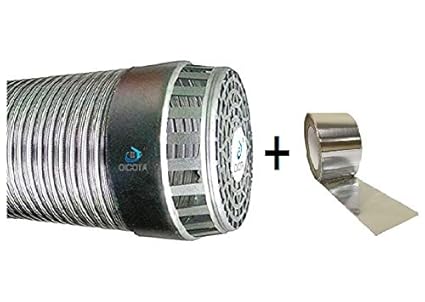 OICOTA 6-inch Chimney Exhaust Pipe with Cowl Cover and Aluminium Tape (Silver)