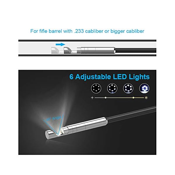 Teslong Gewehrendoskope, Fass Endoskopkamera, 0.2-Zoll-kurzem Fokus Gun Barrel Endoskop,Laufkamera, Endoskopkamera mit Licht,Inspektionskamera mit 6 LED Licht für Windows Mac,Linux, Android (1m) – Bild 3