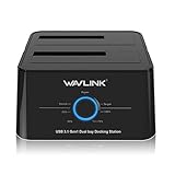 Wavlink USB C 3.1 to SATA Dual Bay External Hard Drive Docking Station with Offline Clone for 2.5/3.5in SSD HDD SATA (SATA I/II/III) 6Gbps, Support 2X 8TB and UASP-Black