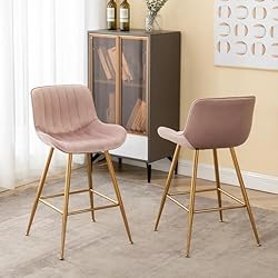 GBZB 24 Inches Gold Bar Stools, Velvet Counter