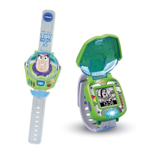 VTech - Toy Story 5, het educatieve spel van Buzz – Toy Story horloge met geanimeerd display, verstelbare armband, 10 wijzerplaten, 4 spelletjes – Buzz de sprekende bliksemschicht – cadeau voor