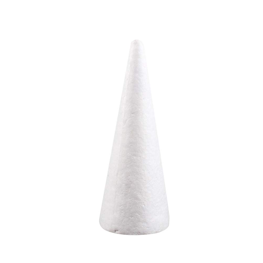Amosfun 30cm Craft Foam Cone White Cones Foam Shapes for DIY Craft Project Christmas Tree Table Centerpiece White Cones for Floral Arrangements and Projects