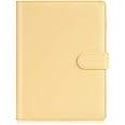Sooez A5 Notebook Photocard Binder, 6 Ring Planner, Stylish Loose Leaf Personal Organizer Cover with Magnetic Buckle, PU Leather Binder Women with Macaron Colors (Yellow)