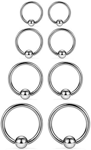 SCERRING 8PCS 14G G23 Titanium Captive Bead Ring Nose Rings Hoop