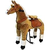Ride On Horse Rocking House Natural Mechanical Real Walking Horse Unicorn Horse Small for Age 3-5 (Brown, 3-5Years)